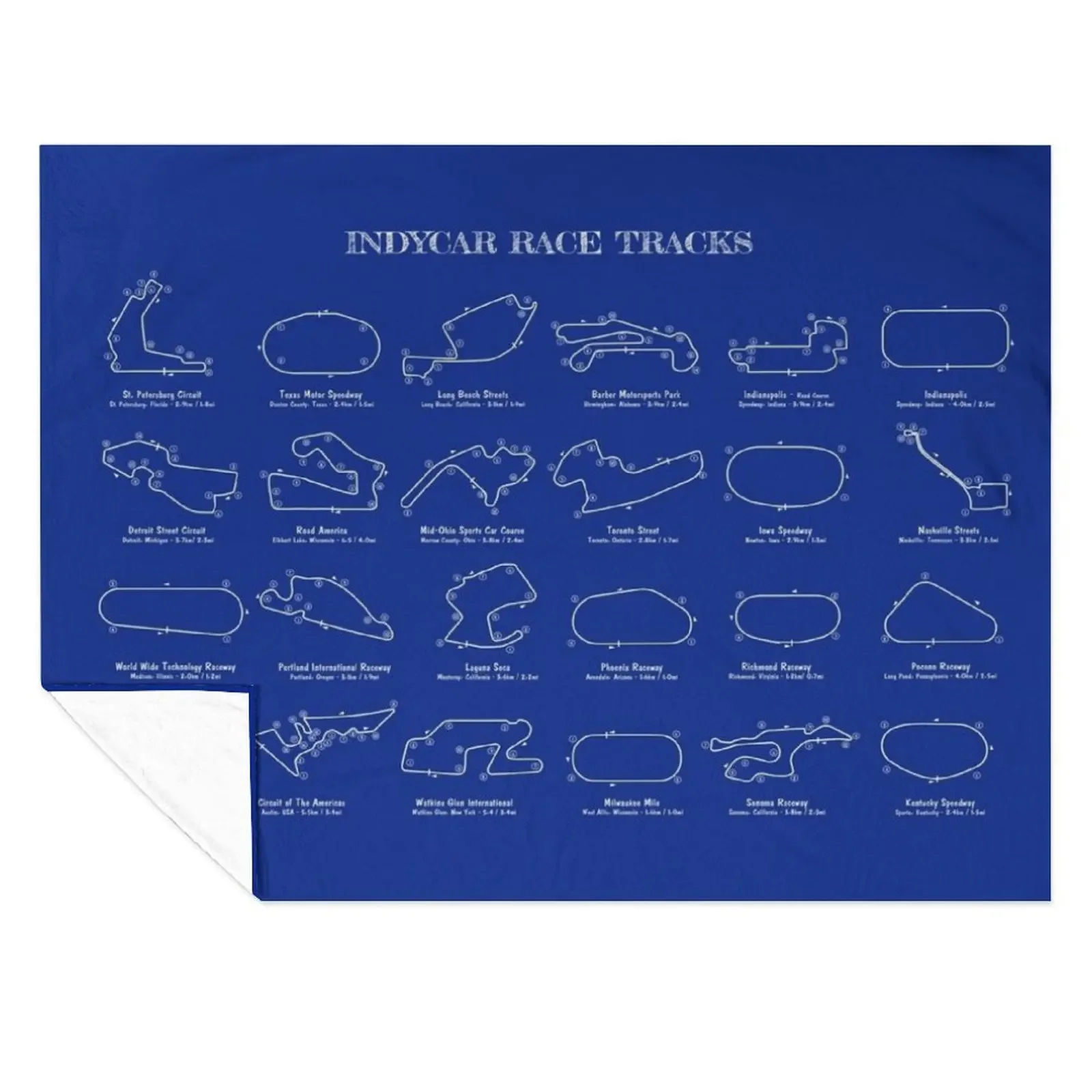 

Indycar Race Tracks (White Stencil-No Background) Throw Blanket Retros Sofa Quilt Soft Plush Plaid Vintage Blankets