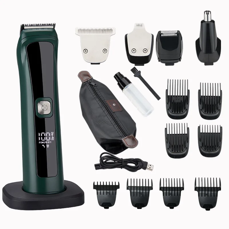 Multi-functional Electric Hair Trimmers Set Rechargeable Hair Clipper IPX Waterproof LED Screen Durable High-power Hair Clipper