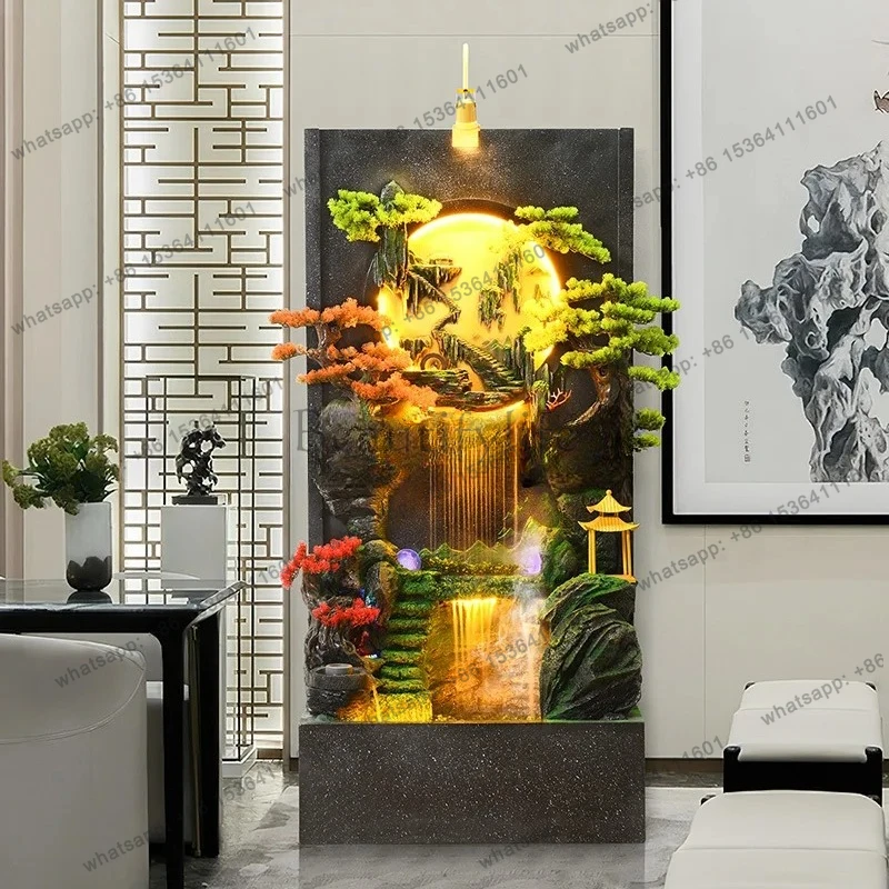 Large hotel courtyard Chinese rockery fountain circulating water high-end atmospheric water floor ornament