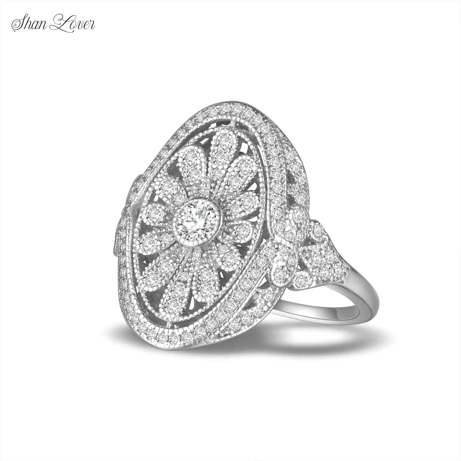 

ShanLover Brand High Quality End Mid Style Daisy Ring Hollowed Out Design Women 925 Silver Rare Fashion Jewelry Accessory