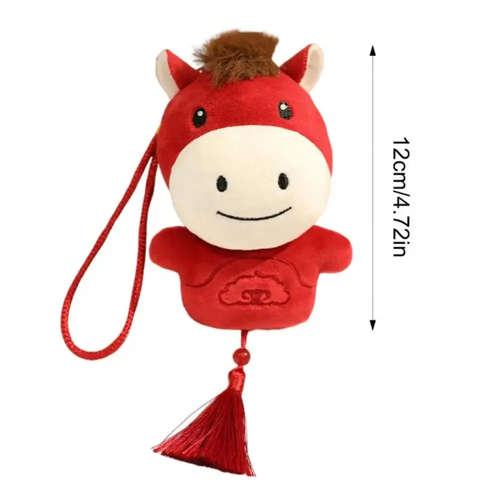 ตุ๊กตาสัตว์น่ารัก ตุ๊กตาม้าขนนุ่ม ของขวัญปีใหม่จีน 12 ซม. พวงกุญแจม้าขนปุย ของขวัญวันเกิด
