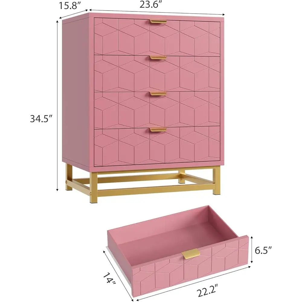 Contemporary Drawers in 4 Sizes with Gold Hardware for Bedrooms, Living Rooms, and Halls