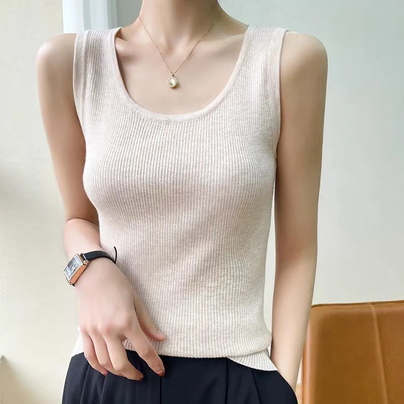 

Новинка лета: Женская майка с тонким круглым вырезом, облегающая, для ношения под одеждой