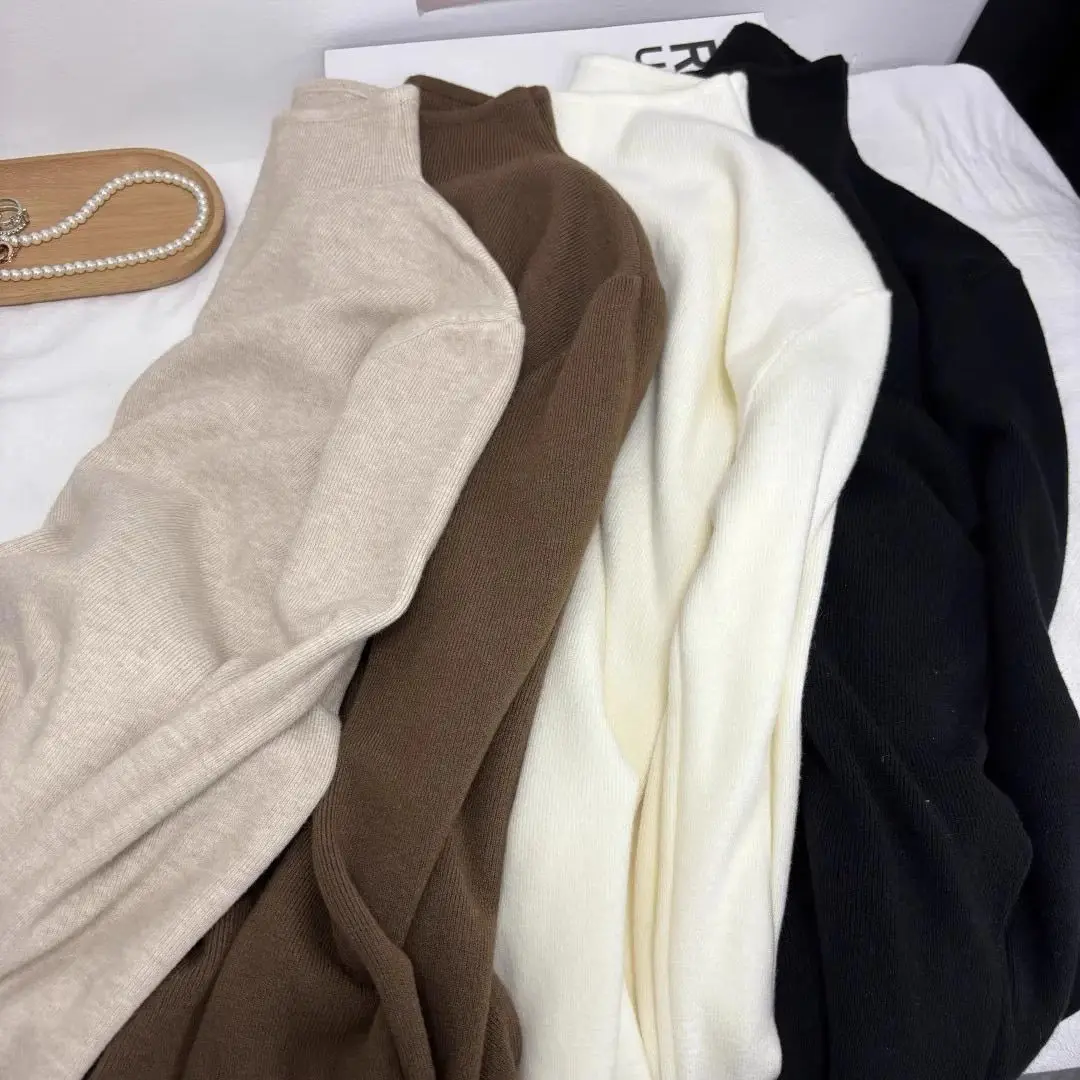 

Мягкий вязаный свитер Long Sve f с высоким воротником, базовый слой, осень-зима, универсальный утягивающий простой топ для мужчин