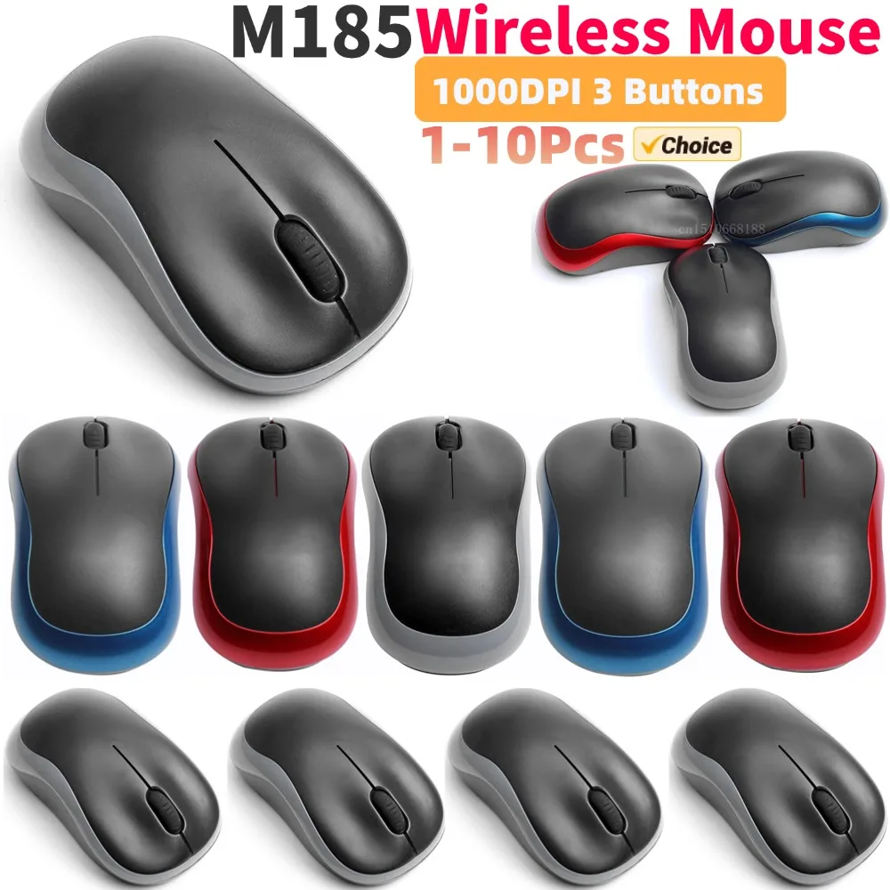 

1-10Pcs M185 2.4 GHz Wireless Mouse 1000DPI 3 Buttons Optical Mice USB Silent Gaming Optical Navigation Mice