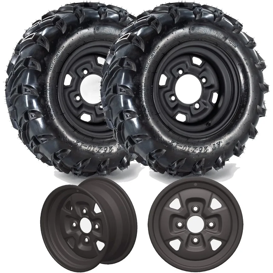 

Комплект из 2 шин для квадроциклов 25x812, комплект шин и колес для квадроциклов с 12x6 ободами, 6-слойная конструкция вездехода 4 136 PCD, узор ступицы 3,5 + 2,5 из