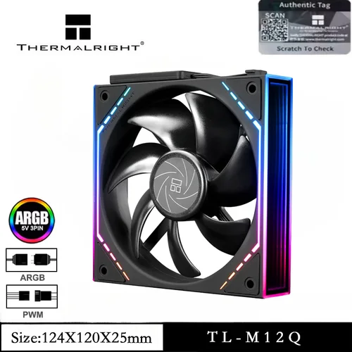 Thermalright TL-M12Q 1/3/5 Uds. Ventilador con cubierta ARGB de 120mm 1500RPM 68.9CFM ventilador silencioso para computadora con espejos infinitos en ambos lados