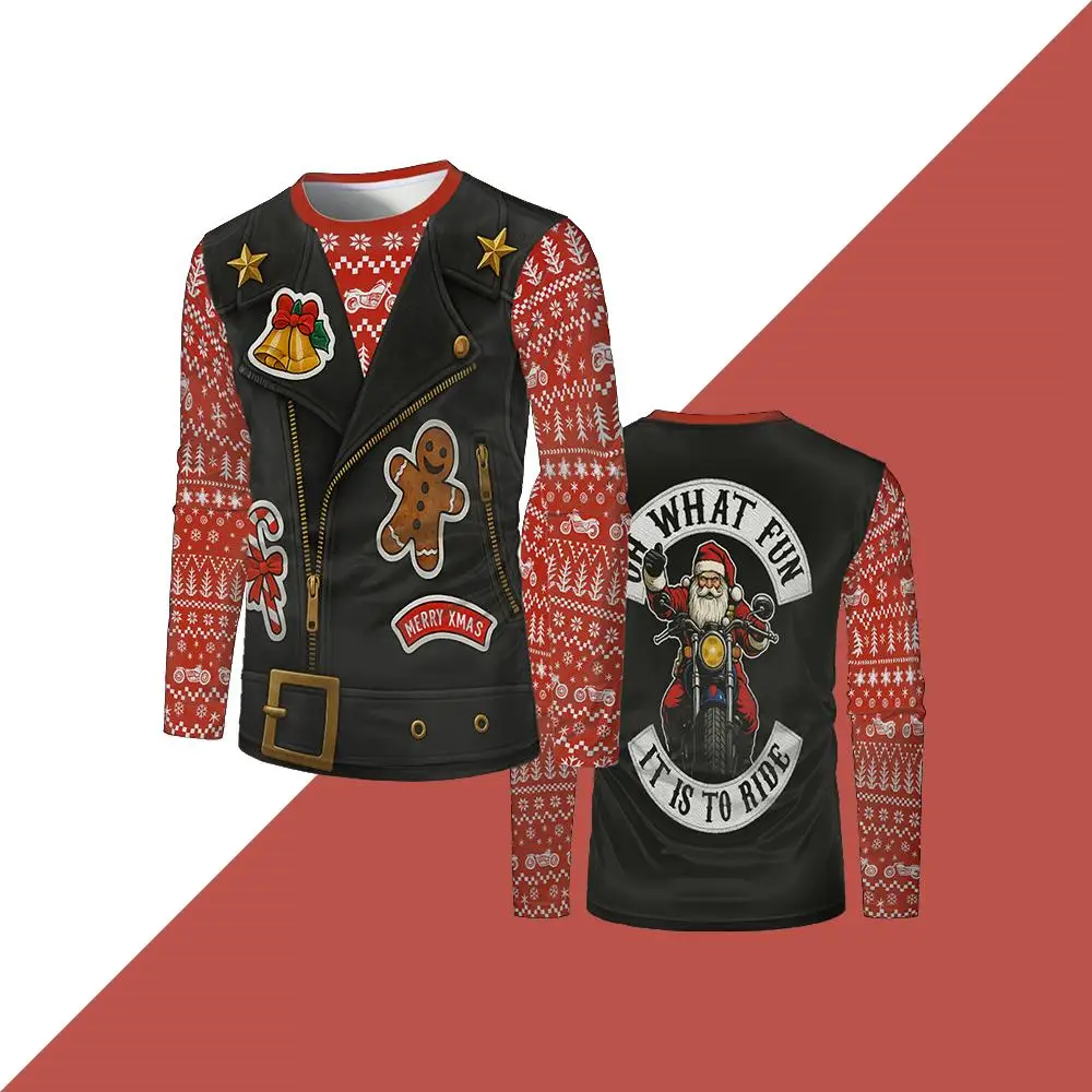 

2025 Christmas 3D Print Santa Claus Long-Sleeve T-Shirt Autumn Trendy Streetwear Casual Top Unisex Holiday Party Fashion Item