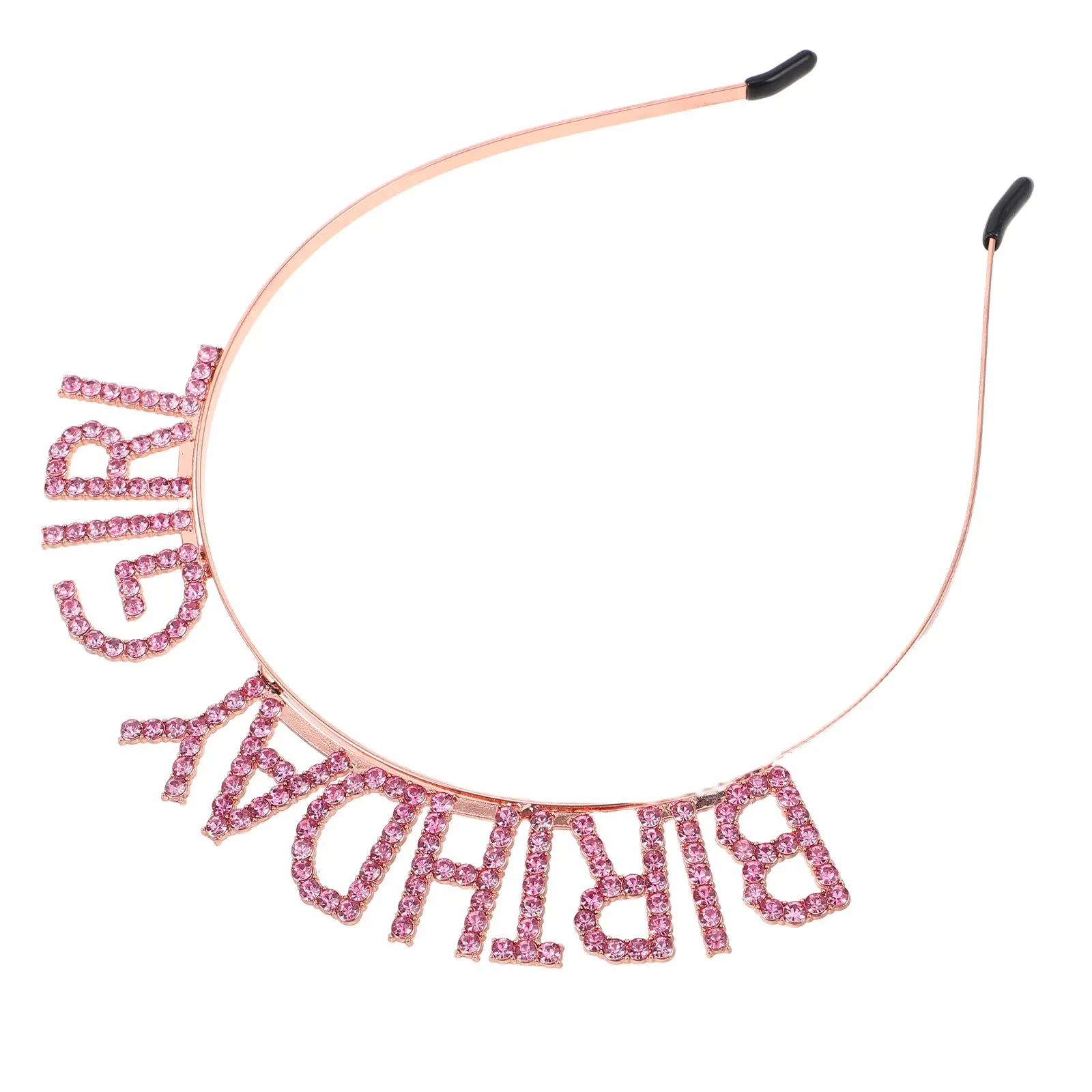 Rhinestone Pink Princess Crown Headband Birthday Tiara Girls Party Hair Accessory Birthday Crown for Toddlers Kids