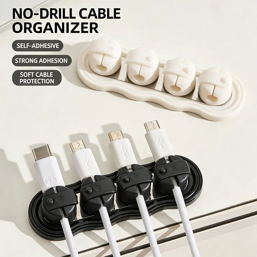 1PCS Desktop Magnetic Cable Holder Charging Cable Storage Buckle Bedside Data Cable Organizer