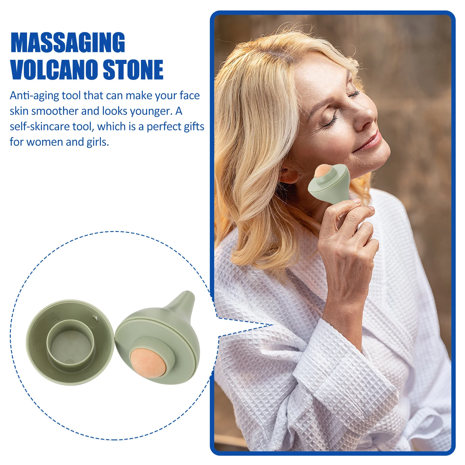 كرة دوارة من حجر بركان الوجه لامتصاص الزيت ومدلك الجلد ومضاد للشيخوخة أداة العناية بالوجه للنساء #4