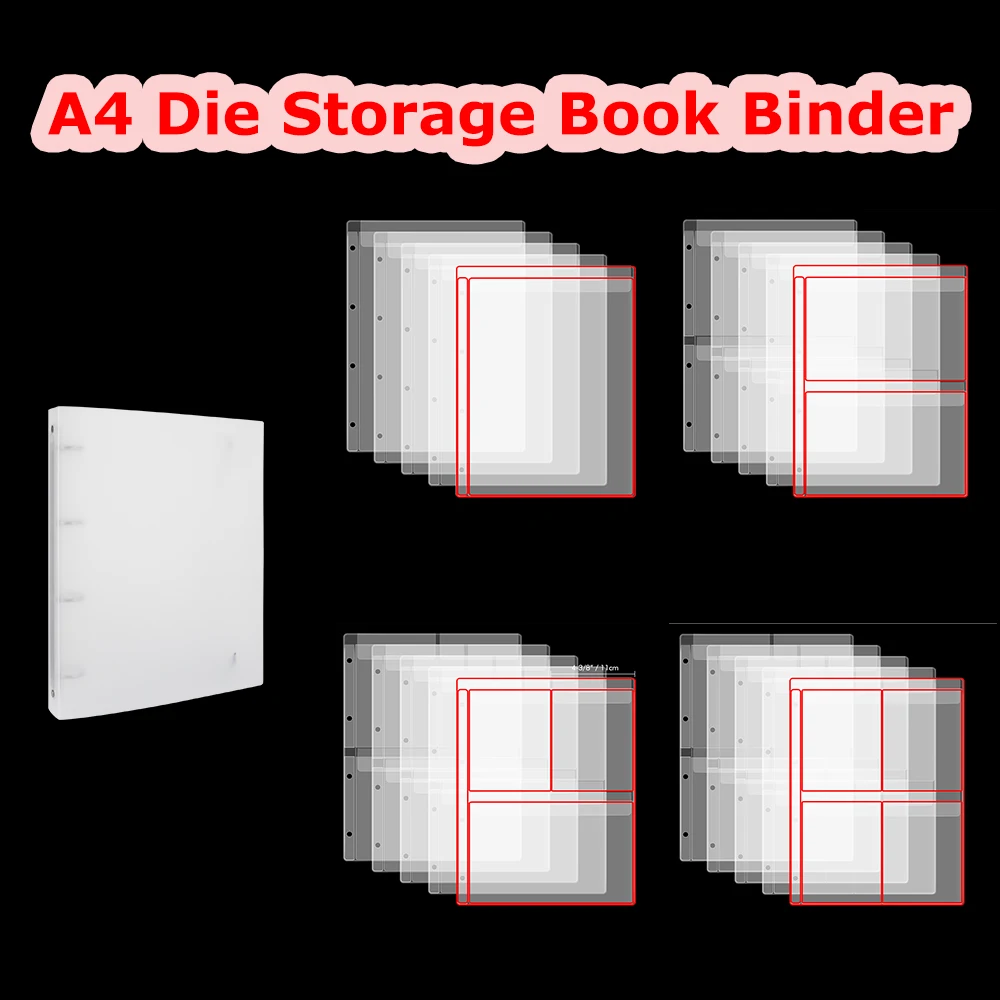 

A4 Die Storage Book Binder 1/2/3/4 Grids Bag Organizer Insert Page Protectors for DIY Scrapbooking Stamps Craft Organizer 2023