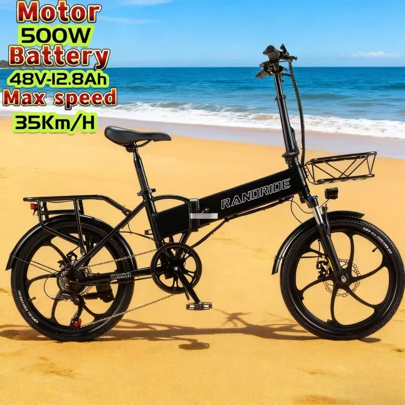 

YA20, 500W Adult Pedal Assist Folding Bike with Throttle Electric Moped, 20 Inch Electric Bike, 48V 12.8Ah Battery E-Bike