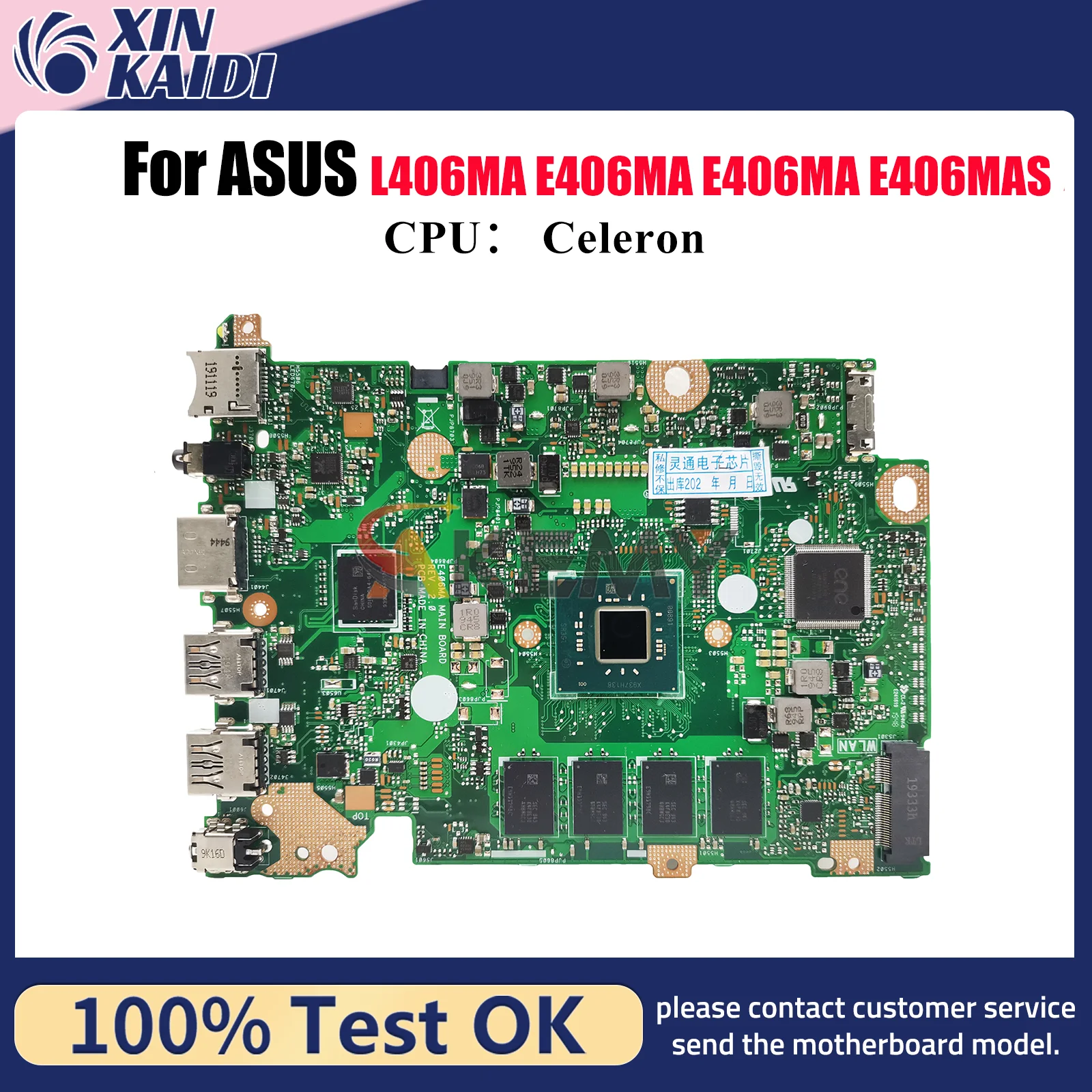 

E406MA Laptop Motherboard For ASUS EeeBook E406M E406MAS L406MA E406MA Notebook Mainboard W/ Celeron CPU 100% tests OK fast ship