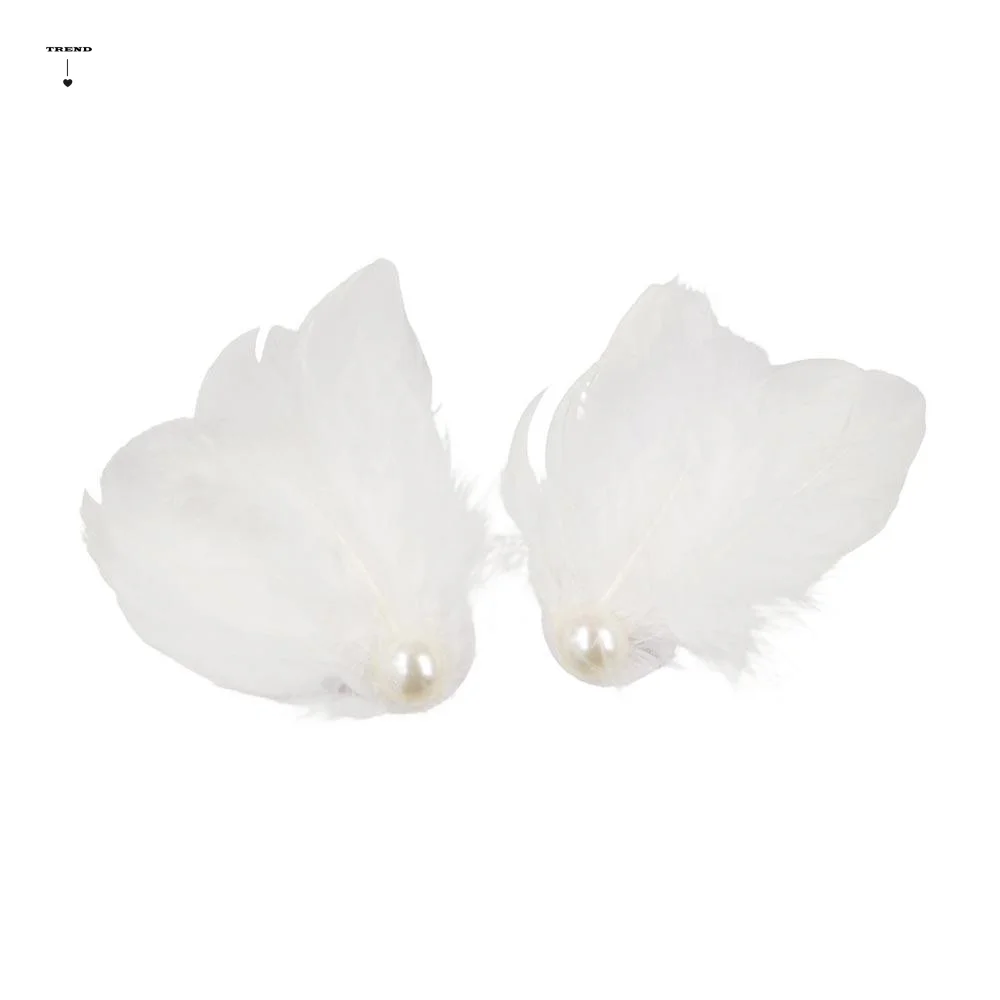 Exquisite Perlen-Feder-Haarspangen Balletcore-Kopfschmuck Weiße Schwan-Haarnadel Elegante Vintage-Ballett-Perlen-Haarklammern Hipster
