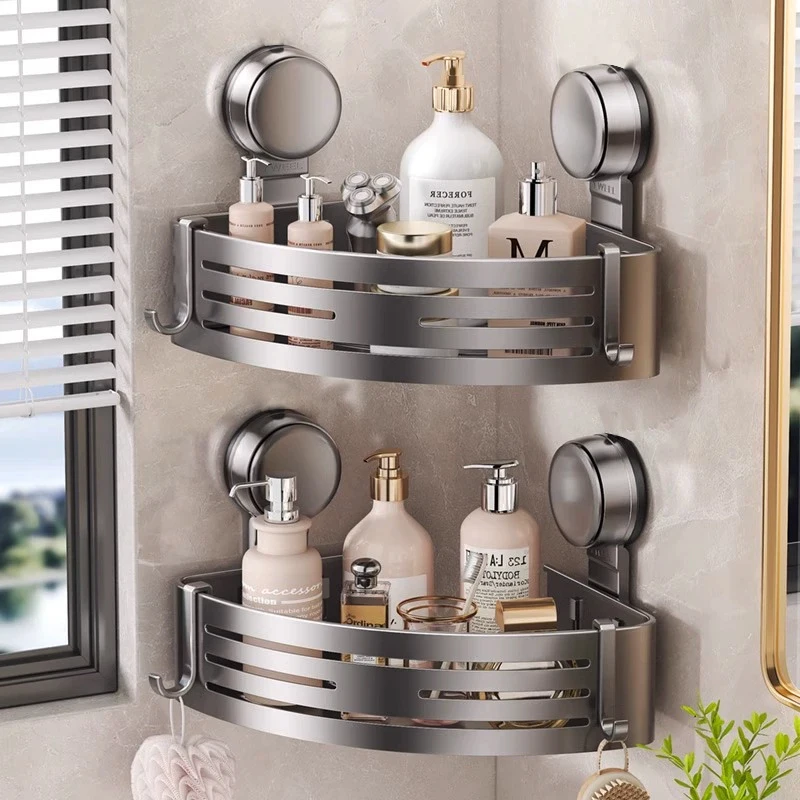Bohrfreies Badezimmer-Saughalterungsregal Eckregal ohne Perforation Dreieckiges Regal Toiletten-Eckregal Wandmontierte Aufbewahrung