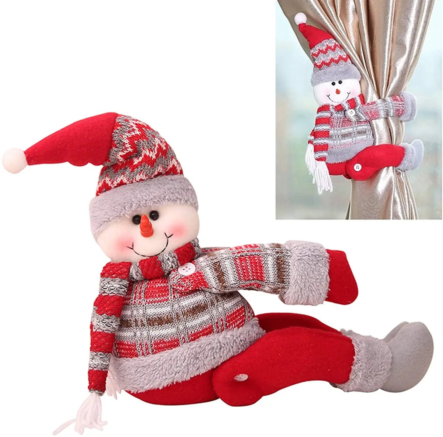 Supporto per tenda di natale fibbia peluche alce bambole di babbo natale Decor fascia per tende decorazioni natalizie per la stanza di casa