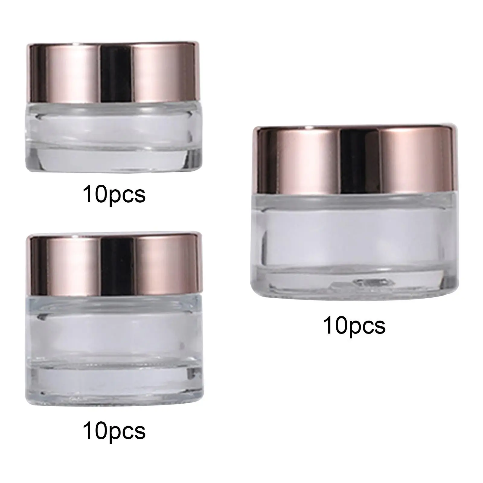 10 sztuk Przezroczystych Słoiczków Kosmetycznych Wielokrotnego Użytku z Zakrętkami Szklane Okrągłe Pojemniki na Olejki Eteryczne, Puder do Makijażu, Małe Butelki