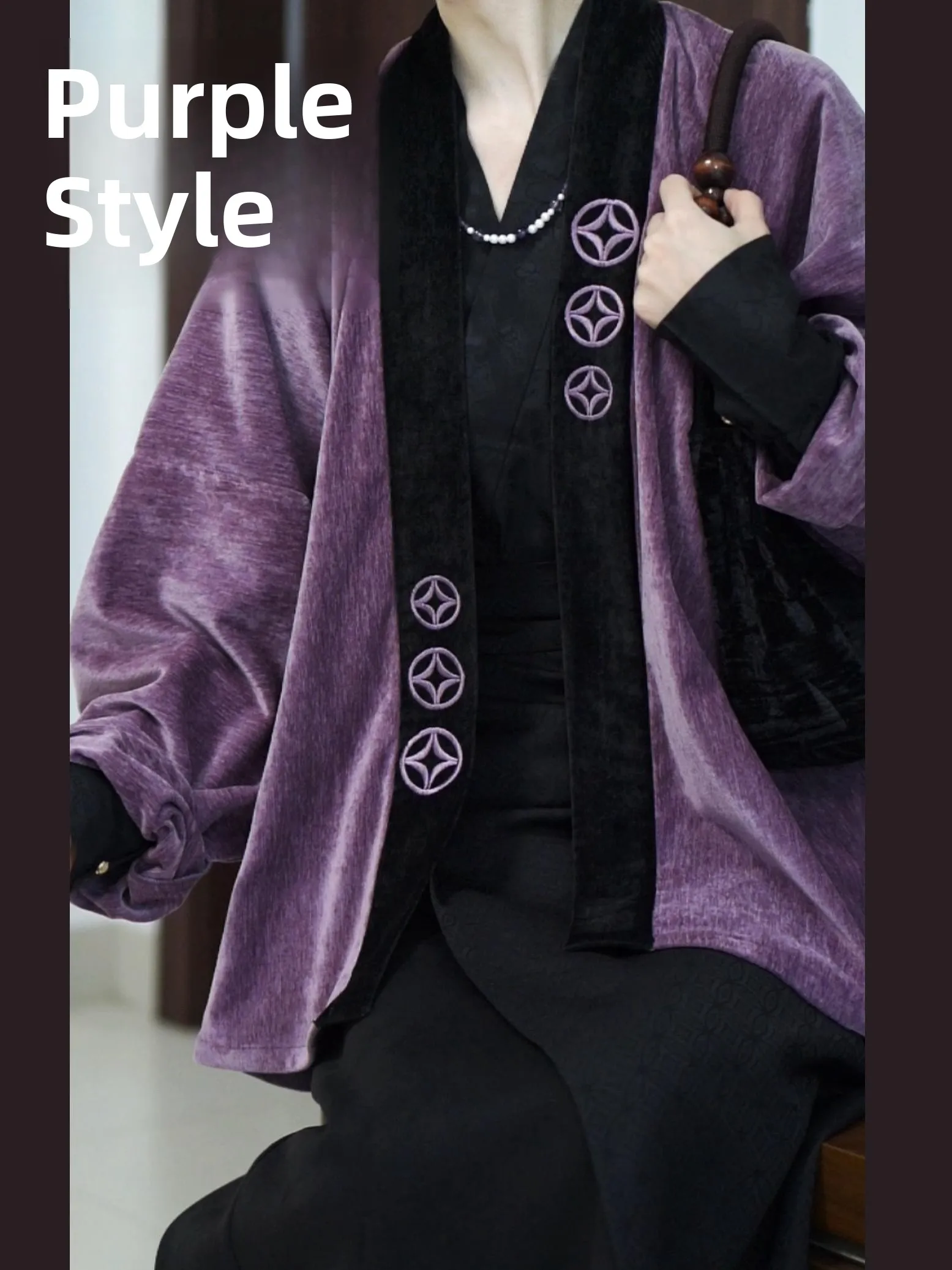 

Оригинальная верхняя одежда Siyu Pavilion Purple Dstring Song Dynas Hanfu Long Sve Improved Aircrt Sve Commute Daily Vers...