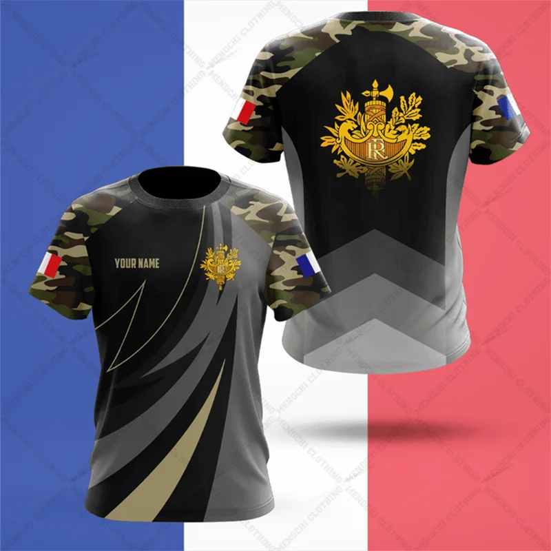 

Футболка унисекс с эмблемой Франции, Свободный Повседневный Топ с коротким рукавом, камуфляжная расцветка, для взрослых и детей, на лето