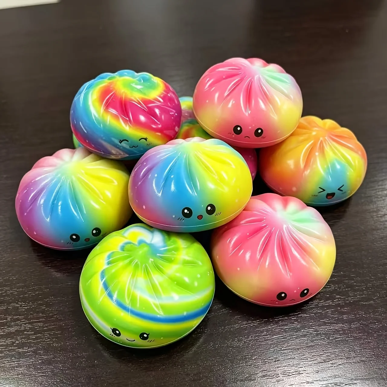 Regenbogen Smiley Bun Squishy Spielzeug Langsam Aufsteigendes Fidget-Spielzeug Stressabbau ASMR Entspannung Anti-Angst Desktop-Scherzartikel Neuheit Geschenk – Detail 3