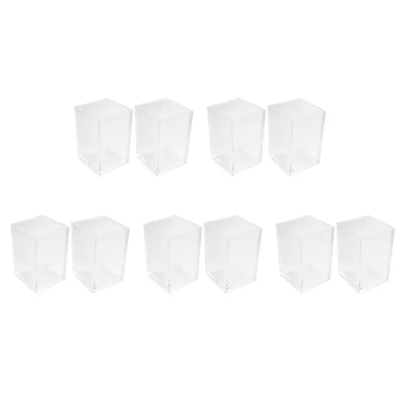 ABRI-Acrylic Pen Holder 10 Pack,Clear Desktop Pencil Cup Stationery Organizer For Office Desk Accessory