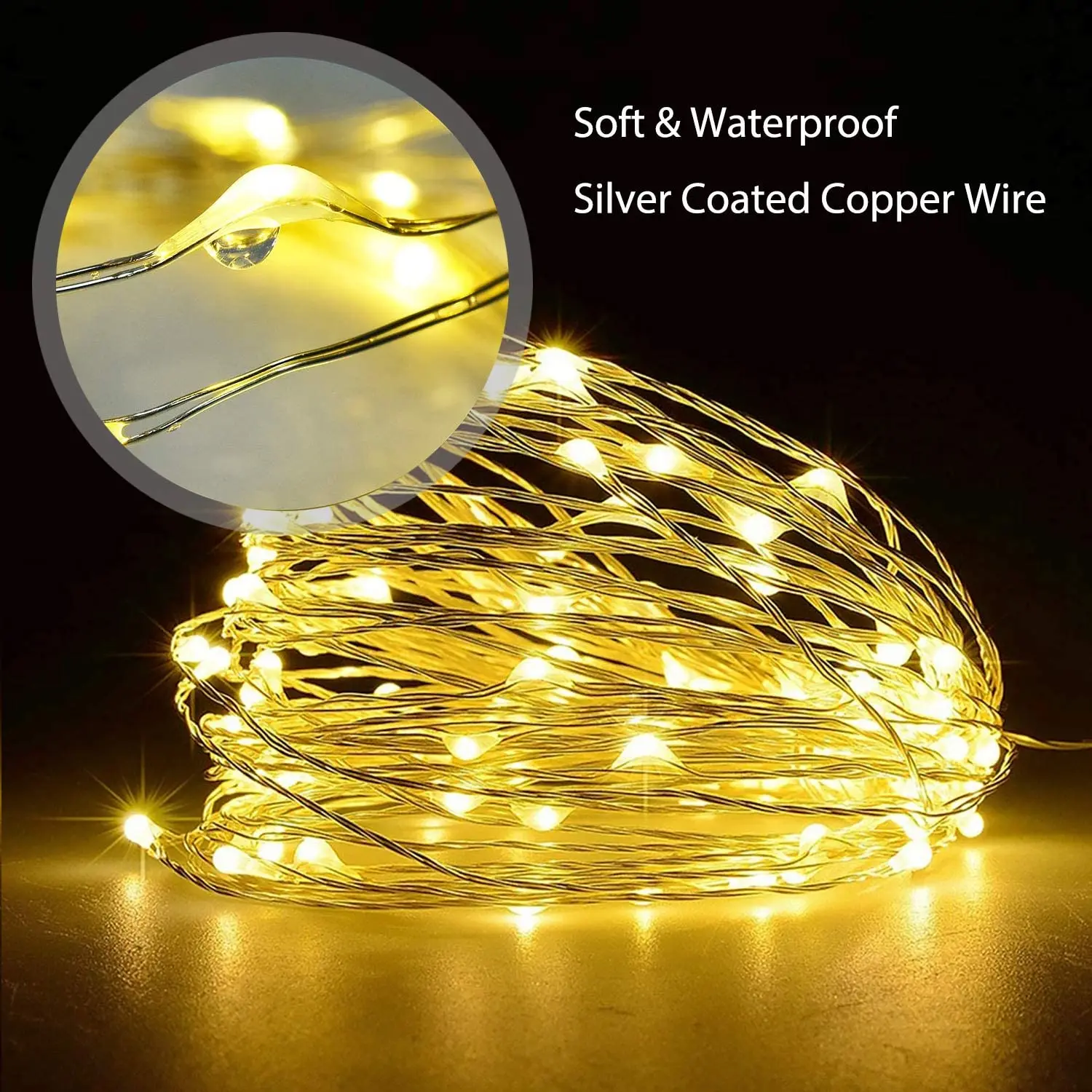 Copper Wire LED String Lights, Iluminação Do Feriado, Guirlanda De Fadas, Árvore De Natal, Decoração De Festa De Casamento, 10m, 300 pés, 10 Pcs