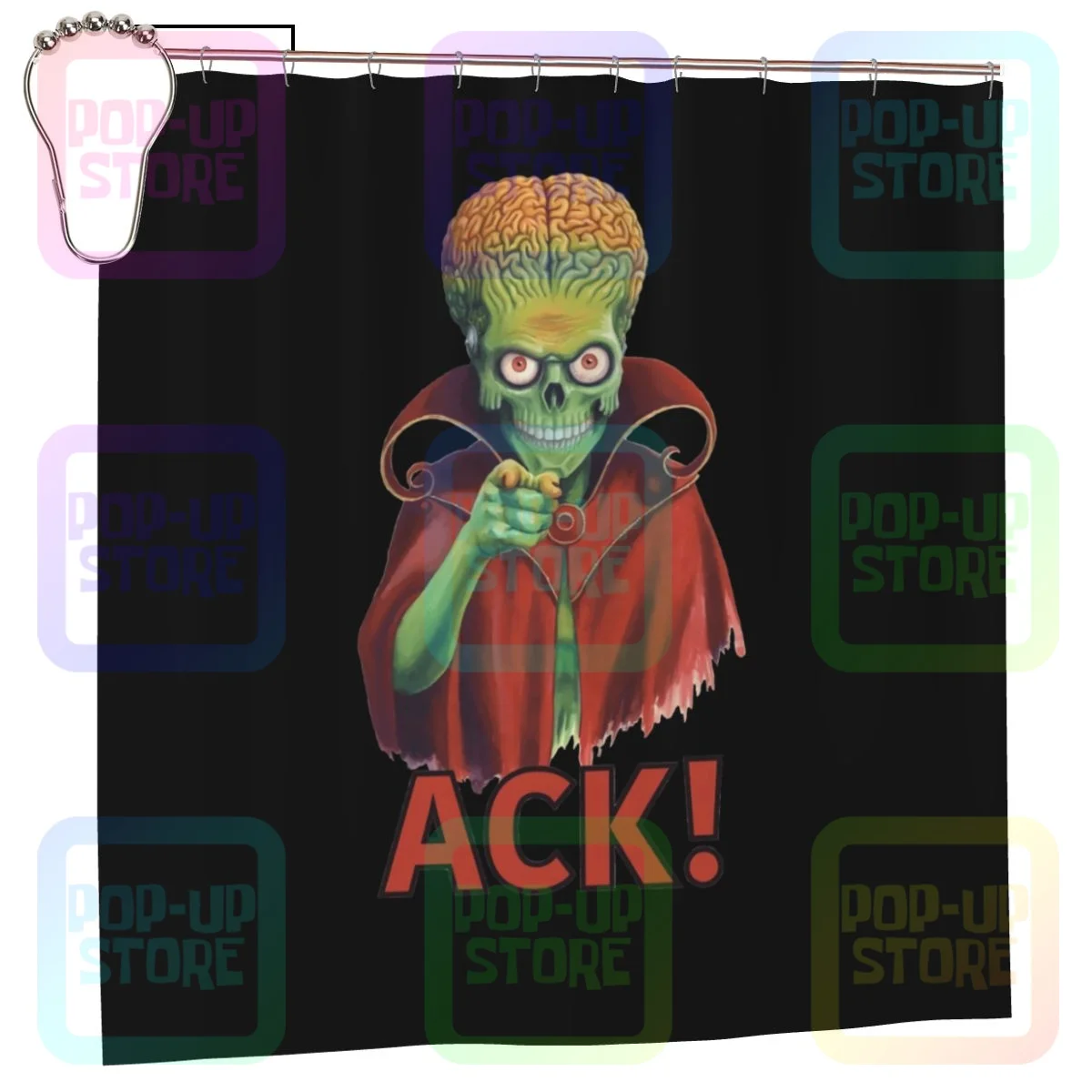 Mars Attacks Ack Tim Burton Sci Fi Movie Poster 1996 Shower Curtain Bathroom Curtain Custom With Hook