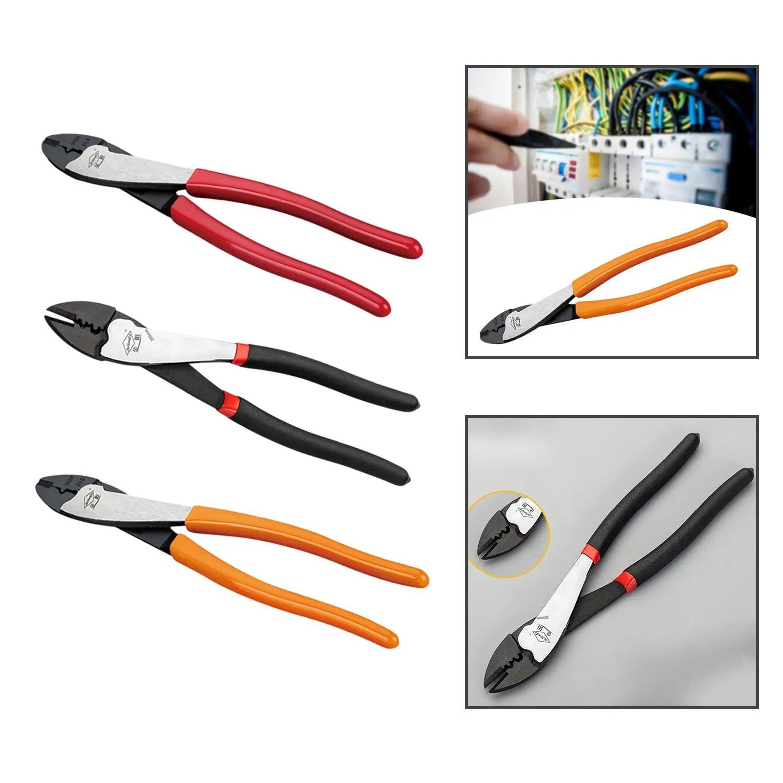 Wire Crimper Electricians Pliers Wire Cutter 10" Multifunctional Sturdy Comfortable Grip Professional Hand Tool Cable Crimper