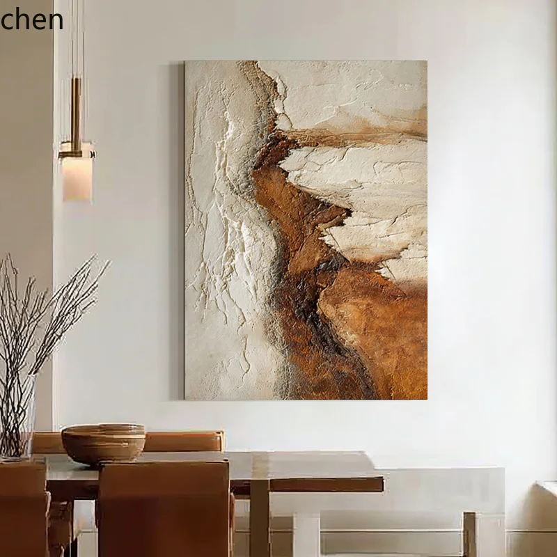 ZML oil painting for living room, vintage-style abstract painting, textured decorative painting for entryway and dining room