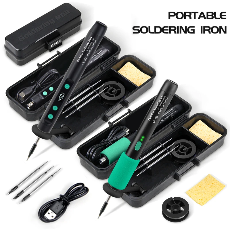 

LF USB Soldering iron 8W 3-levels Adjust temperature Li battery charge soldering iron Welding Set DIY Home Repair solder set