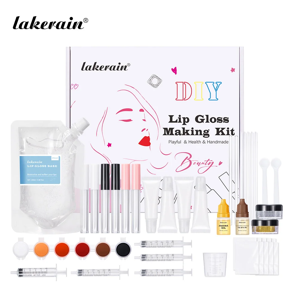 Kit de brillo de labios hidratante DIY, Base de brillo de labios transparente, maquillaje de labios con brillo, Kit de fabricación de brillo de labios cosmético hecho a mano creativo, regalo
