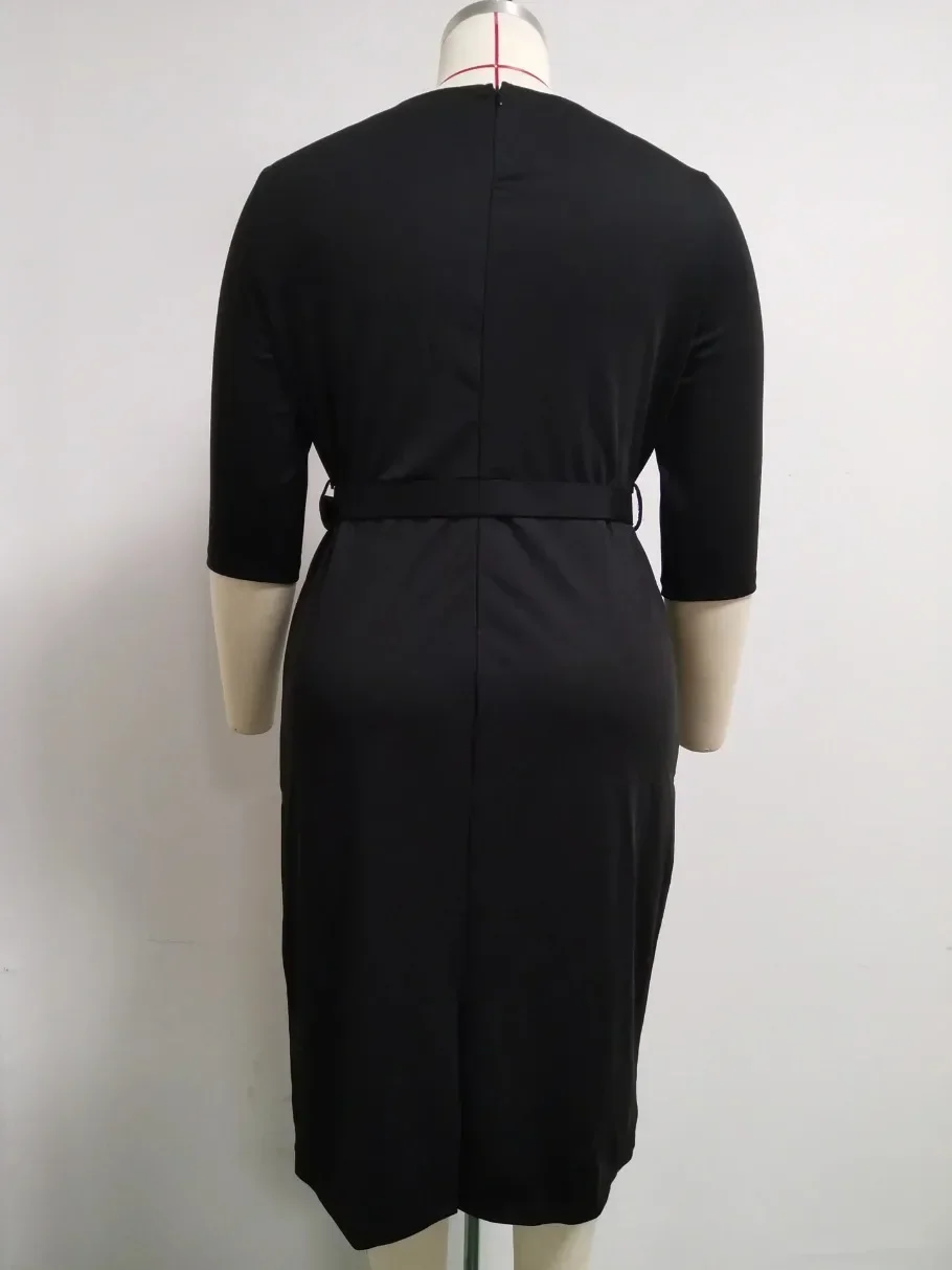 Customized Customized 2025 Hot Sale African And Turkey Style Plus Size Sashes Striped Patchwork Dress For Women