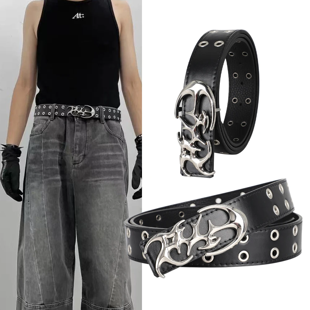 Neuer modischer Luxus-Herrengürtel, klassischer, speziell geformter Gürtel mit hohler Schnalle, schwarz, lässiger Designer-Damengürtel, Paar mit Jeans, Kleid – Detail 2