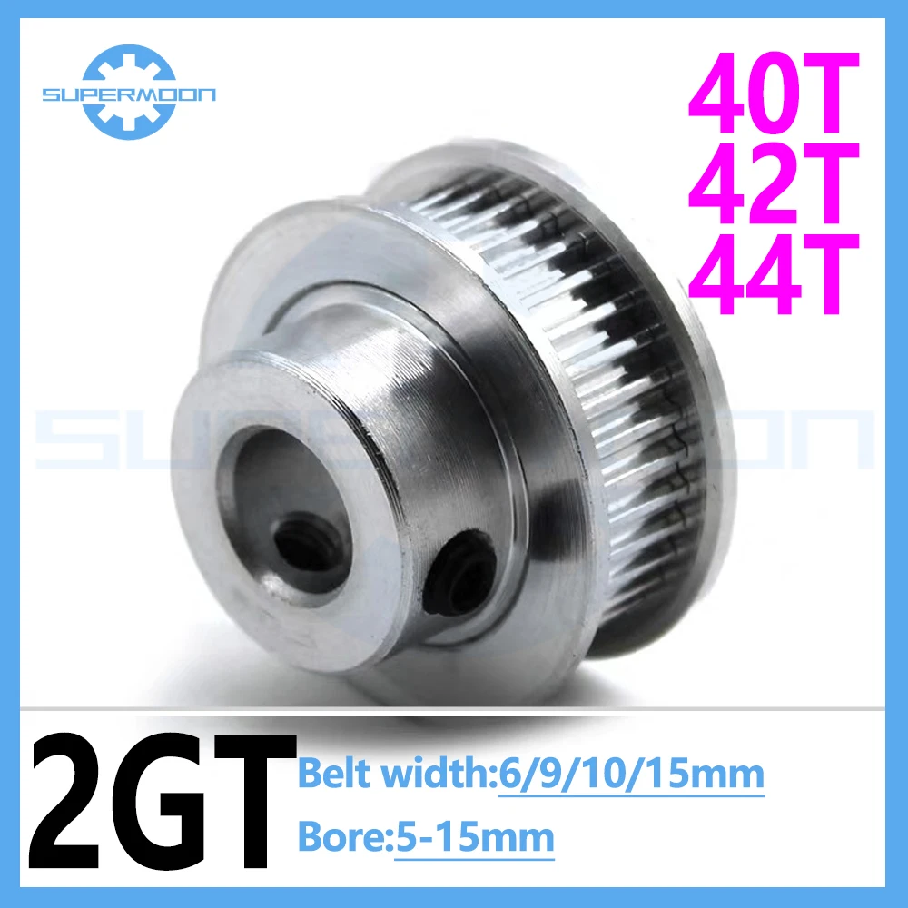 

2GT Timing Pulley 40 42 44 Teeth BF-Type Bore 5/6/6.35/7/8/10/12/12.7/14/15mm Belt Width 6/9/10/15mm 2MGT Synchronous pulley