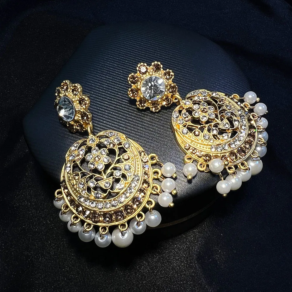 DIY accessories French vintage retro earrings enamel haute couture light luxury flowers premium feeling plated real gold marked