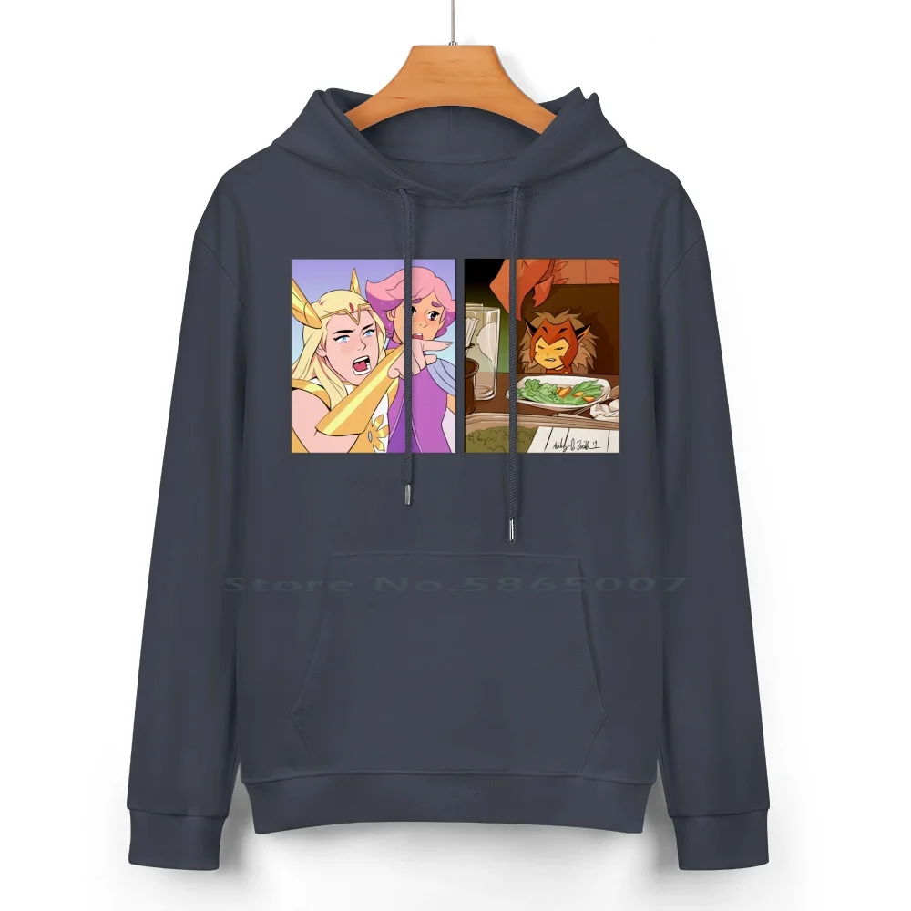 She-Ra Yelling At Catra Meme Pure Cotton Hoodie Sweater 24 Colors She Ra Catra Cat Meme Glimmer 100% Cotton Hooded Sweatshirt