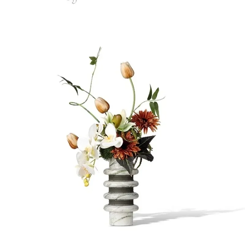 New Chinese marble vase flower arrangement hotel negotiation table dining table flower arrangement coffee table flower ware
