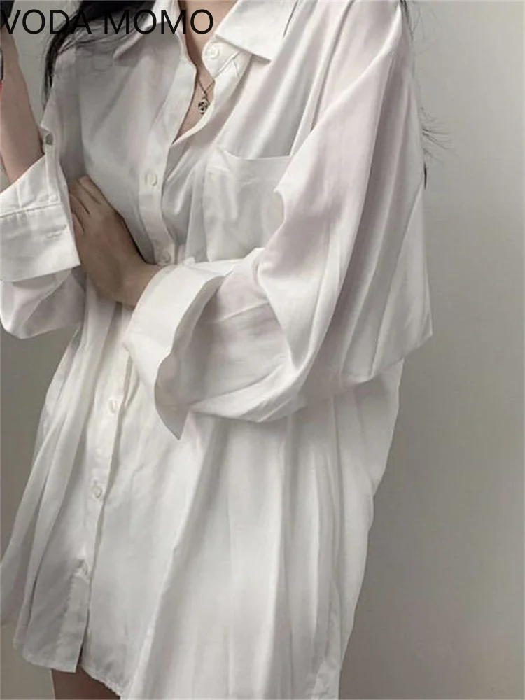 Blusa holgada de gran tamaño para verano, elegante camisa blanca para mujer, Blusas coreanas BF, 2023