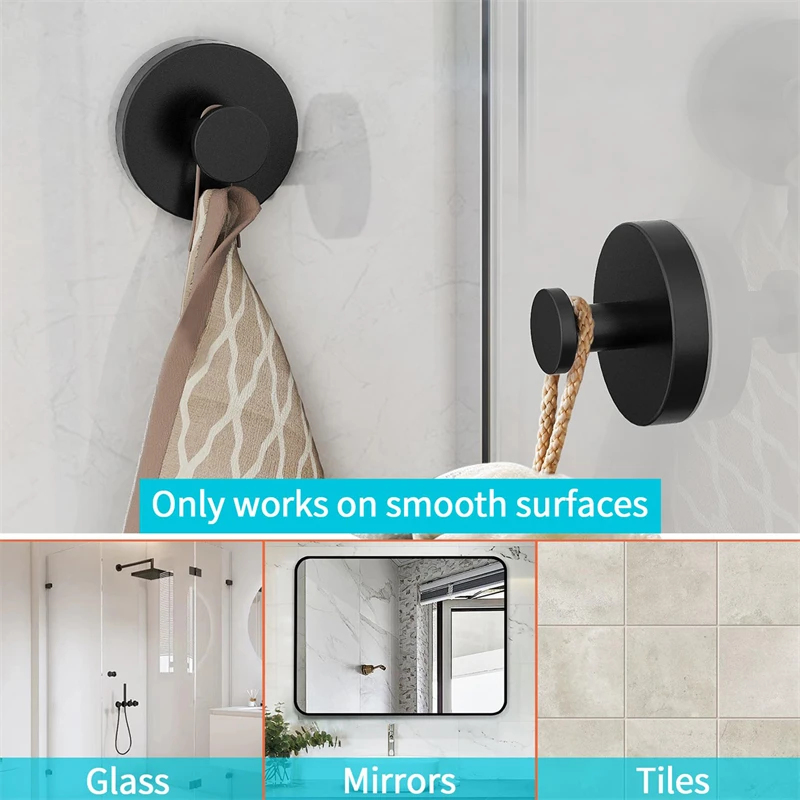 

2Pcs Vacuum Suction Cup Hooks Punch Free Bath Sucker Hook Wall Hook Hanger Glass Kitchen Bathroom Hooks For Towel Handbag