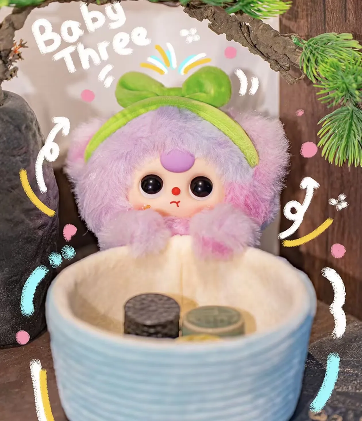 Bebê três cesta de armazenamento vinil pelúcia caixa cega caneta titular boneca bonito brinquedo na moda diversos caixa de armazenamento de mesa presente criativo