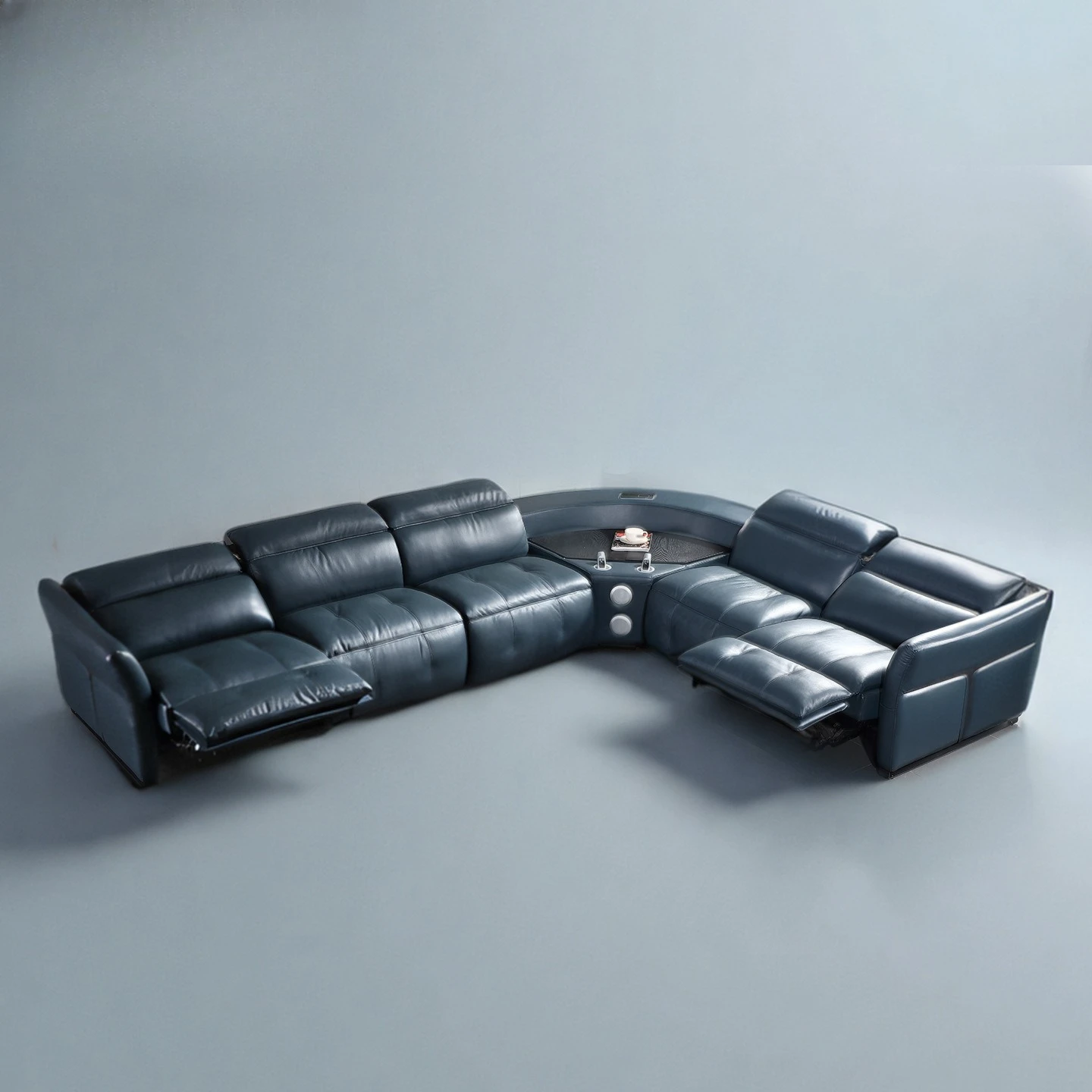 أريكة جلدية من الطبقة الأولى، قاعة الأفلام والتلفزيون، المسرح المنزلي، غرفة الصوت والفيديو، غرفة المعيشة، الإيطالية الخفيفة الفاخرة الذكية