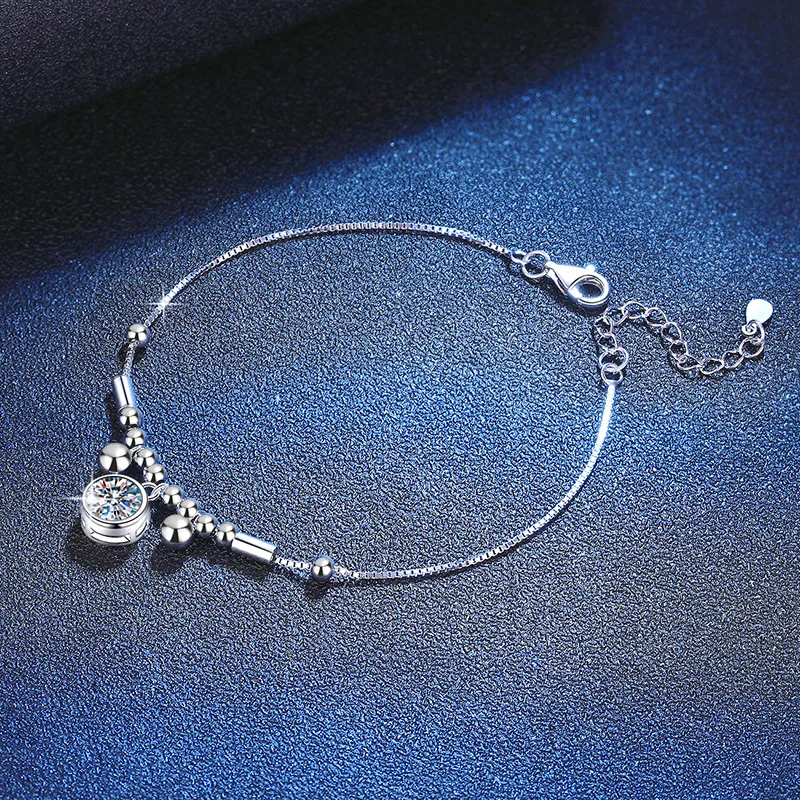 

S925 Silver White Gold Plated 1CT D Color Moissanite Celestial Bell Bubble Bracelet for Women, Exquisite Jewelry.