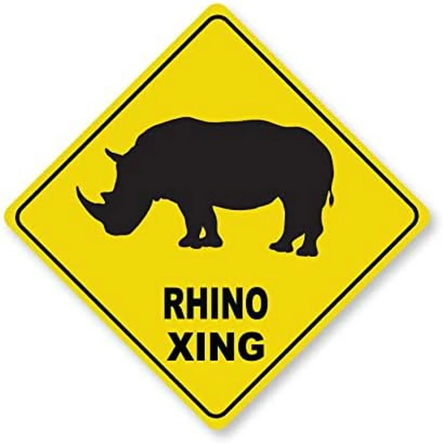 Animal Elephant Xing Crossing Metal Tin Road Signs Aluminum Reflective Black on Yellow Metal Sign Weatherproof for Outdoor Use