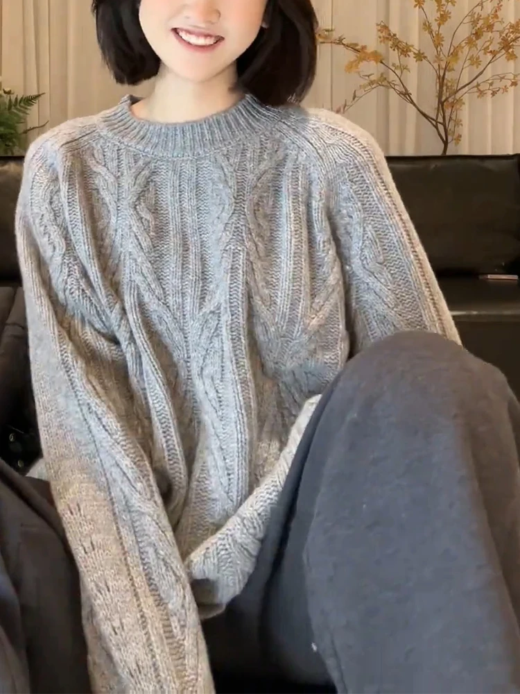 

Корейский повседневный трикотаж 2024, осень-зима, большие размеры, топ с запахом для похудения, закрывающий мясо, для поездок на работу и отдыха