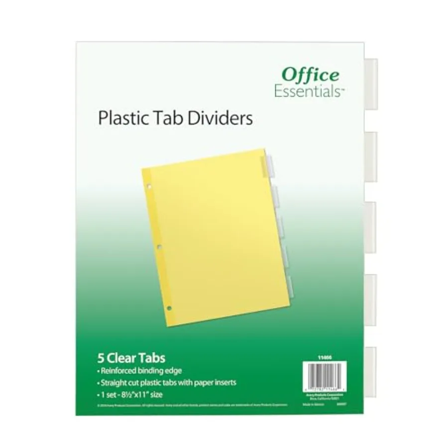 

Insertable Dividers, 8-1/2"x11", 5 Tab, Clear Tab, Buff Paper, 466