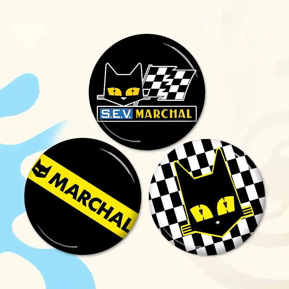 S-E-V M-Marchals Round Button Pins Slogan Creative Brooches Backpack Clothes Decoration Fashion Cartoon Jewelry Gifts