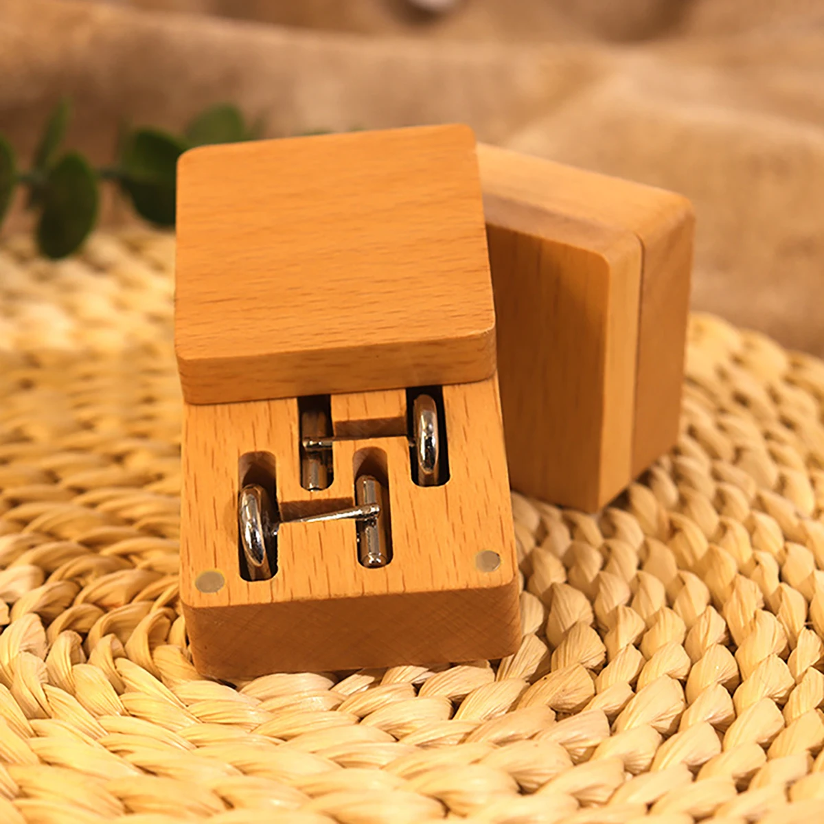 Elegant Wooden Cufflinks Set - Unique Beech Wood, Display Storage Box, Gift Box, Stylish Mens Accessories, Classic Country Style