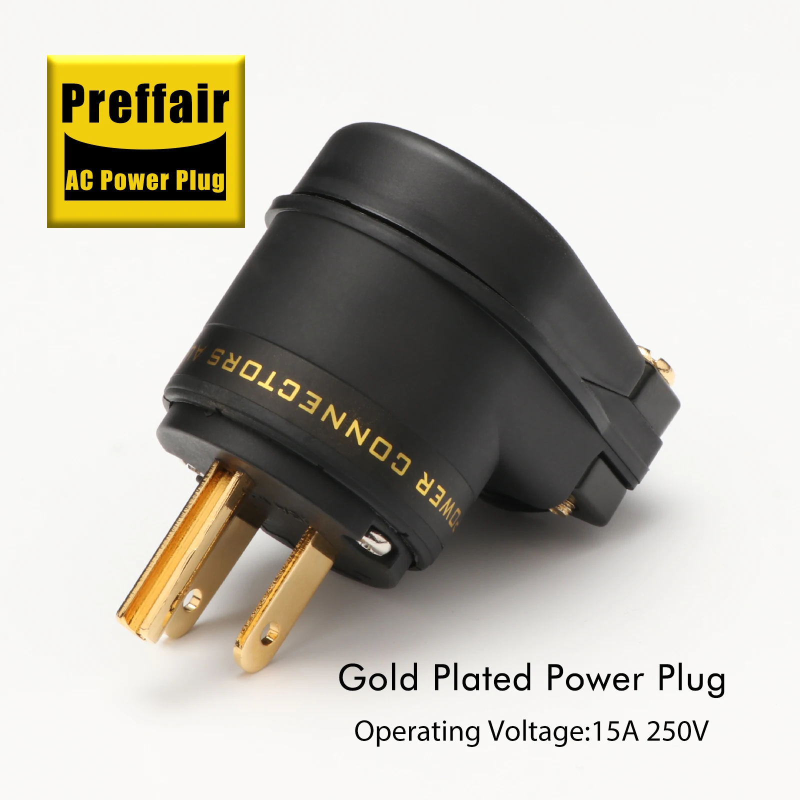 High Quality Preffair Rhodium /Gold Plated US/SCHUKO Mains Right Angle Male Plug to IEC C13 Female Socket HIFI Power Connector