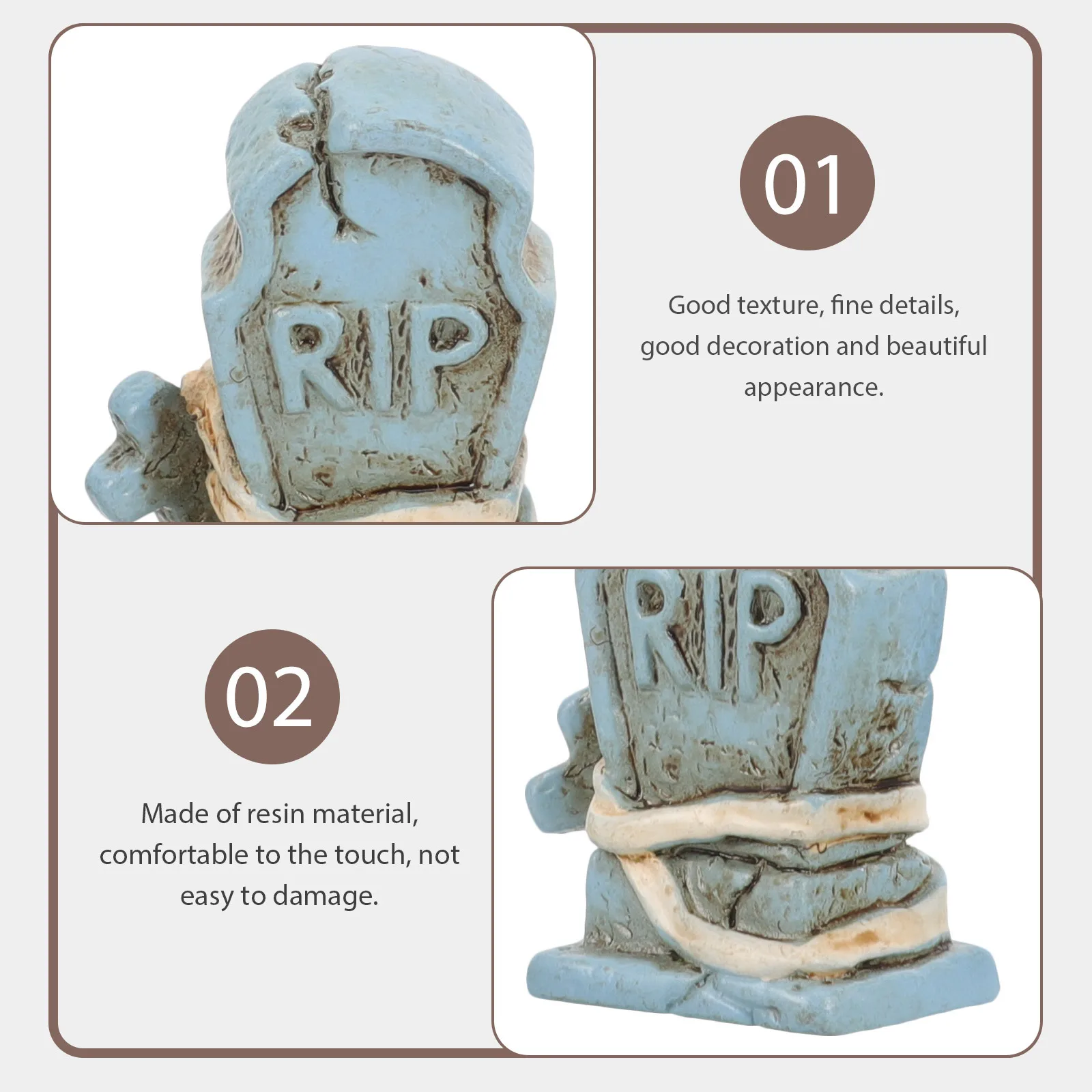 

10Pcs Mini Tombstone Decorations Resin Halloween Grave Stone Adornment for Micro Landscape Festival Theme Display